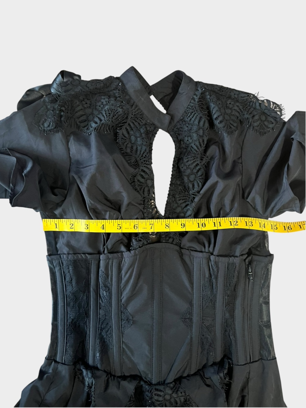 Corset Story SDS016 Black Lace Steel Boned Corset Dress 26” US 8 - Picture 13 of 16